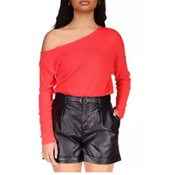 NEW‎ Anthropologie Sanctuary Sweater Long Sleeve Asymmetrical Knit Top Red SMALL - Picture 2 of 9